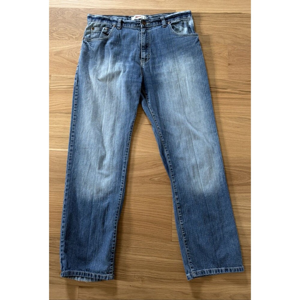 Vtg Y2K NEXT Men's Blue Jeans 36R (Fits 37 X 31.5) 100% Cotton Tapered Faded